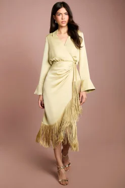 Robe Chemise En Satin À Franges
