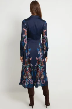 Wallis Robe Chemise En Satin À Imprimé Placé<Femme Robes Mi-Longues|Satin Et Dentelle