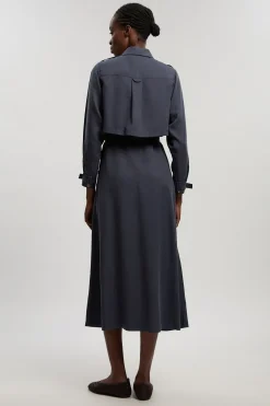 KarenMillen Robe Chemise En Sergé De Cupro Utilitaire Tissé Avec Détail Ceinture<Femme Robes À Manches Longues|Robes