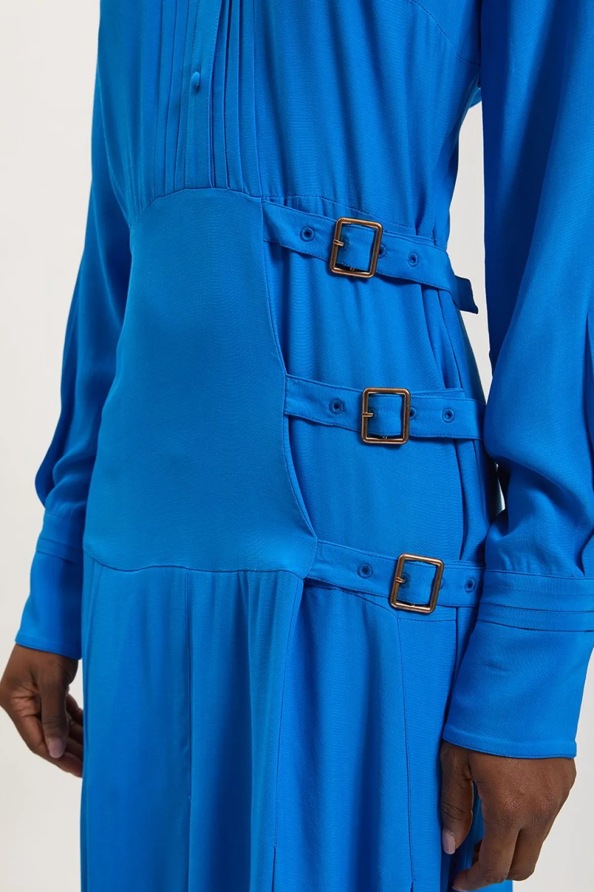 Robe Chemise En Viscose Avec Détail Cobalt