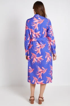 Wallis Robe Chemise À Fleurs Boutonnée Avec Col<Femme Robes Mi-Longues|Robes À Manches Longues