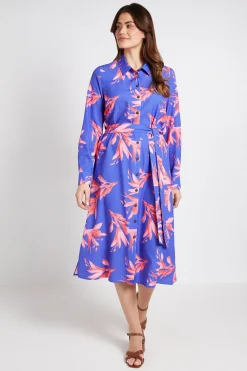 Wallis Robe Chemise À Fleurs Boutonnée Avec Col<Femme Robes Mi-Longues|Robes À Manches Longues