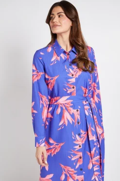Wallis Robe Chemise À Fleurs Boutonnée Avec Col<Femme Robes Mi-Longues|Robes À Manches Longues