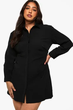 boohoo Robe chemise à fronces latérales Plus<Femme Robes À Manches Longues|Robes