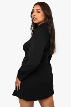 boohoo Robe chemise à fronces latérales Plus<Femme Robes À Manches Longues|Robes