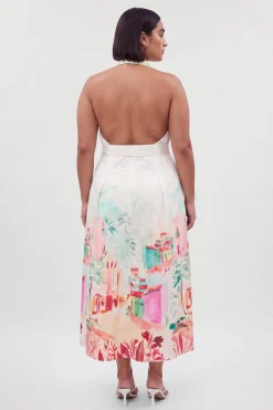 Robe Chemise Grande Taille En Coton Satiné À Imprimé Paysage