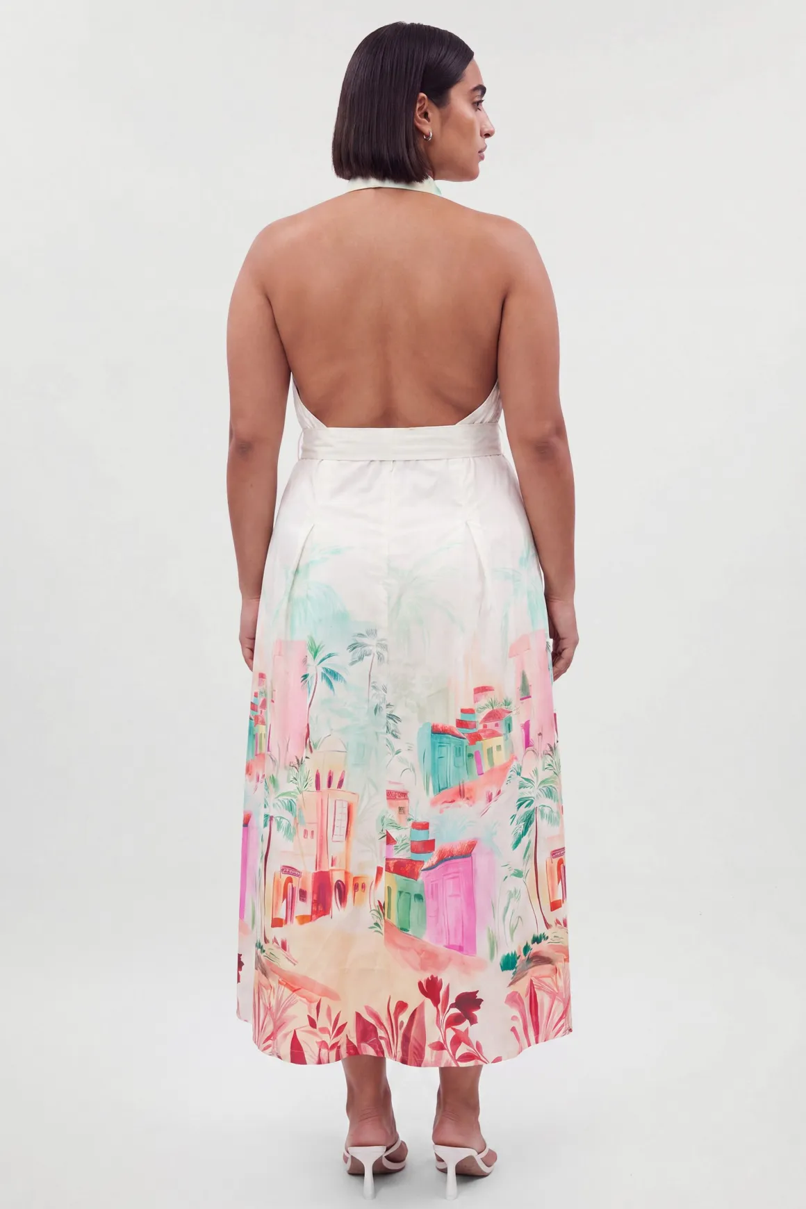 Robe Chemise Grande Taille En Coton Satiné À Imprimé Paysage