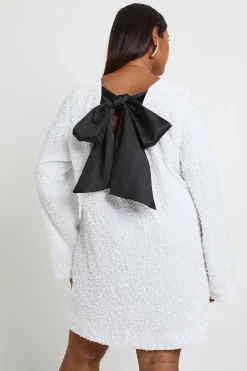 Robe chemise grande taille à sequins en velours avec nœud dans le dos