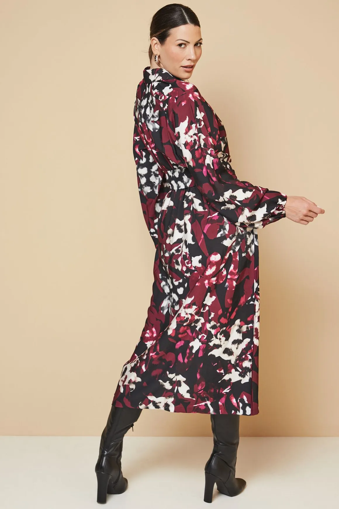 Robe Chemise à Imprimé Floral Mixte avec Anneau en D