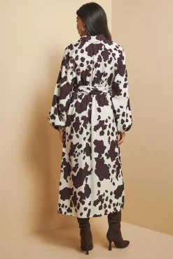 Wallis Robe Chemise à Imprimé Vache avec Anneau en D<Femme Robes Mi-Longues|Robes À Manches Longues