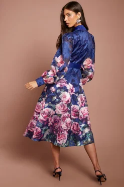 Robe Chemise Jacquard Imprimée Avec Ceinture