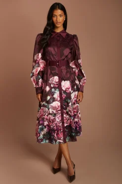 Robe Chemise Jacquard Imprimée Petite Avec Ceinture