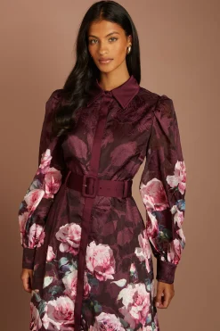 Robe Chemise Jacquard Imprimée Petite Avec Ceinture