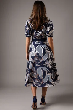Robe Chemise Jacquard à Manches Courtes