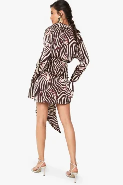 Robe-chemise à jupe enveloppante en satin zébré