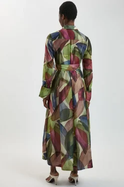 KarenMillen Robe Chemise Longue En Organza À Imprimé Pétales<Femme Robes À Manches Longues|Robes