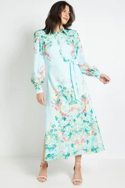 Robe Chemise Longue À Imprimé Floral Localisé