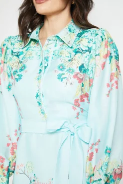 Robe Chemise Longue À Imprimé Floral Localisé