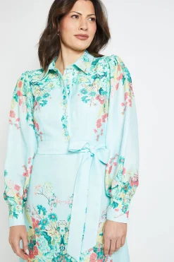 Robe Chemise Longue À Imprimé Floral Localisé