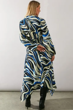 Robe Chemise Longue à Motif Tourbillon Abstrait