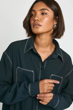 Robe chemise longue surdimensionnée à boutons