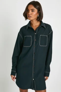 Robe chemise longue surdimensionnée à boutons