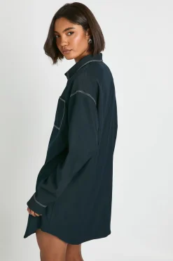 Robe chemise longue surdimensionnée à boutons