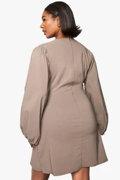 Robe chemise à manches blouson froncées Plus