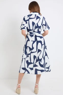 Robe Chemise À Manches Courtes Motif Abstrait