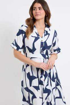 Robe Chemise À Manches Courtes Motif Abstrait