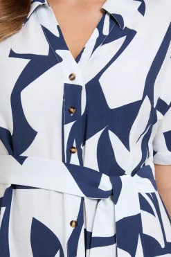 Robe Chemise À Manches Courtes Motif Abstrait