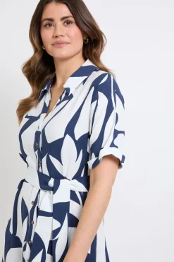 Robe Chemise À Manches Courtes Motif Abstrait