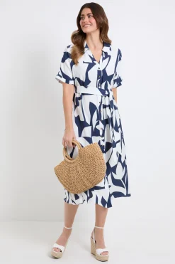 Robe Chemise À Manches Courtes Motif Abstrait