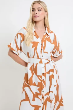 Robe Chemise À Manches Courtes Motif Abstrait Petite