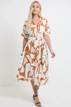 Robe Chemise À Manches Courtes Motif Abstrait Petite