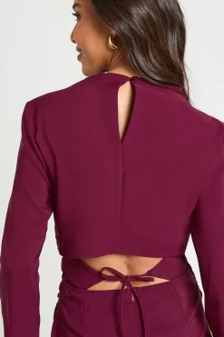 boohoo Robe chemise à manches longues froncée à col haut<Femme Robes À Manches Longues|Robes