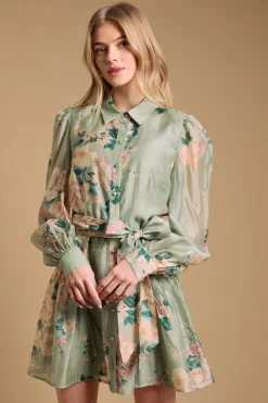 Robe Chemise À Manches Volumineuses Avec Détail Ceinture