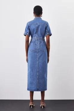 Robe chemise maxi en denim