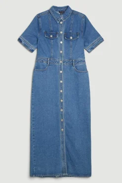 Robe chemise maxi en denim