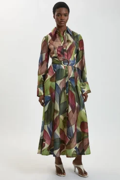 Robe Chemise Maxi En Organza À Imprimé Pétales Petite