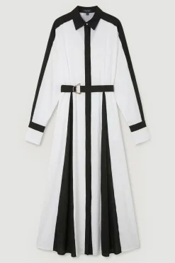 KarenMillen Robe Chemise Maxi en Tencel Fluide Tissé à Blocs de Couleur<Femme Robes À Manches Longues|Robes