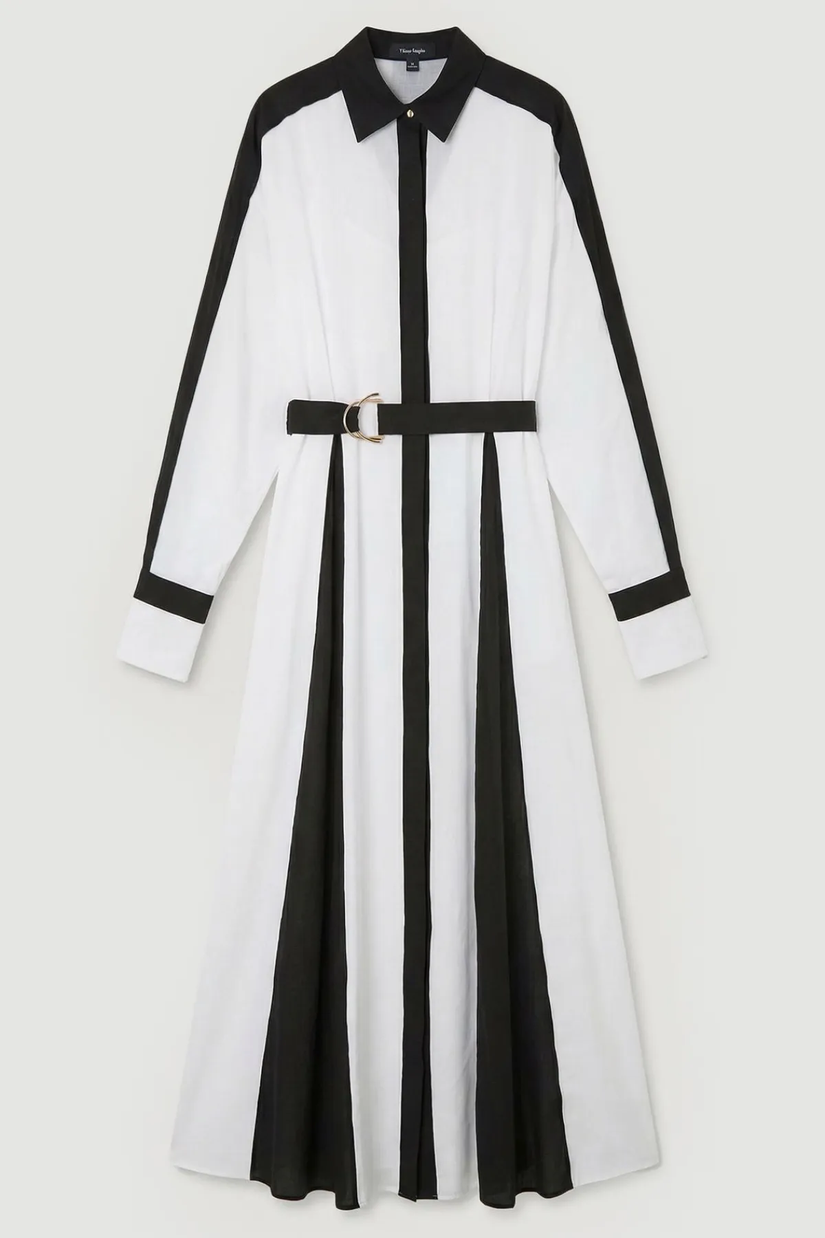 KarenMillen Robe Chemise Maxi en Tencel Fluide Tissé à Blocs de Couleur<Femme Robes À Manches Longues|Robes