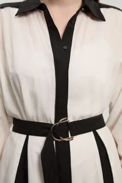 KarenMillen Robe Chemise Maxi en Tencel Fluide Tissé à Blocs de Couleur<Femme Robes À Manches Longues|Robes