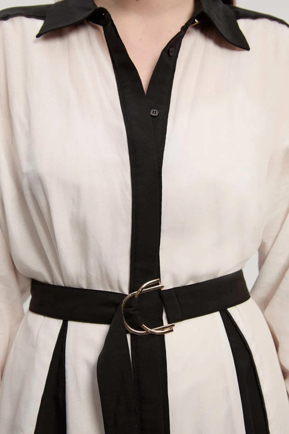 KarenMillen Robe Chemise Maxi en Tencel Fluide Tissé à Blocs de Couleur<Femme Robes À Manches Longues|Robes