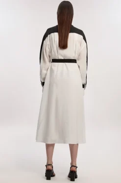 KarenMillen Robe-Chemise Maxi en Tencel Tissé Fluide à Blocs de Couleur Petite<Femme Robes À Manches Longues|Robes