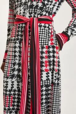 KarenMillen Robe Chemise Maxi En Viscose Tissée À Imprimé Pied-de-poule<Femme Robes À Manches Longues|Robes