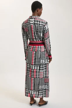KarenMillen Robe Chemise Maxi En Viscose Tissée À Imprimé Pied-de-poule<Femme Robes À Manches Longues|Robes
