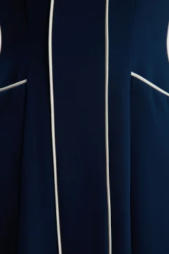 KarenMillen Robe Chemise Midi Ajustée en Crêpe avec Passepoil Contrastant<Femme Tailleurs|Robes Mi-Longues