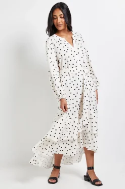 Robe Chemise Midi à Boutons Imprimé Pois Petite Taille