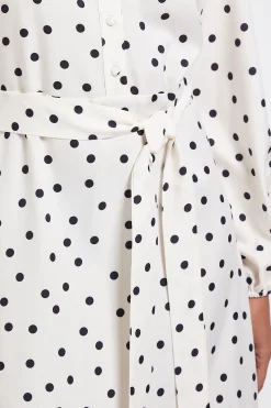 Robe Chemise Midi à Boutons Imprimé Pois Petite Taille